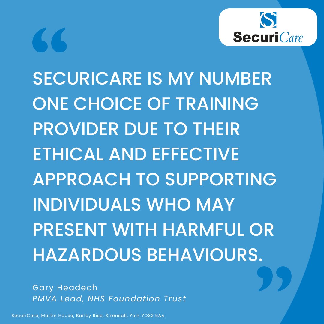 'SecuriCare is my number one choice of #trainingprovider due to their #ethical and #effective approach to supporting individuals who may present with harmful or #hazardousbehaviours.'

See what our clients say about us👉 bit.ly/3Joc740

#Training #ProfessionalDevelopment