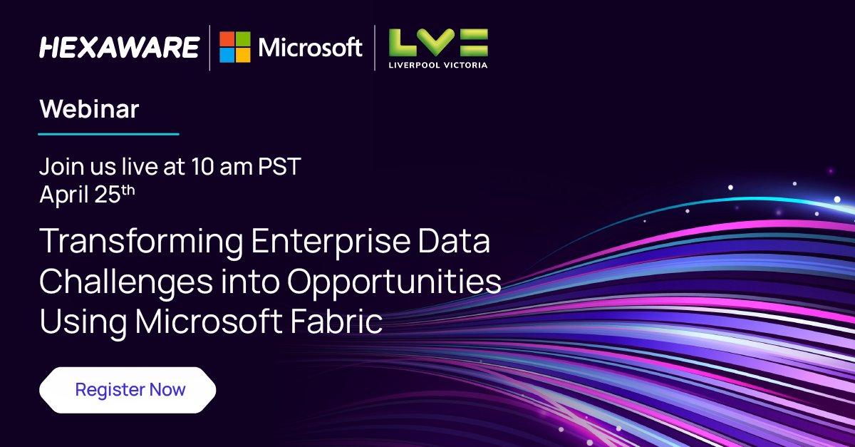 Join our dynamic 60-minute #webinar on #Data Fabric at 10 am PST! Experts from @LV, @Microsoft, and @Hexaware will discuss how Data Fabric supports strategic pivots for better market responsiveness. Don't miss out! bit.ly/3WcZ7ry #DataFabric #DataStrategy #Cloud #AI