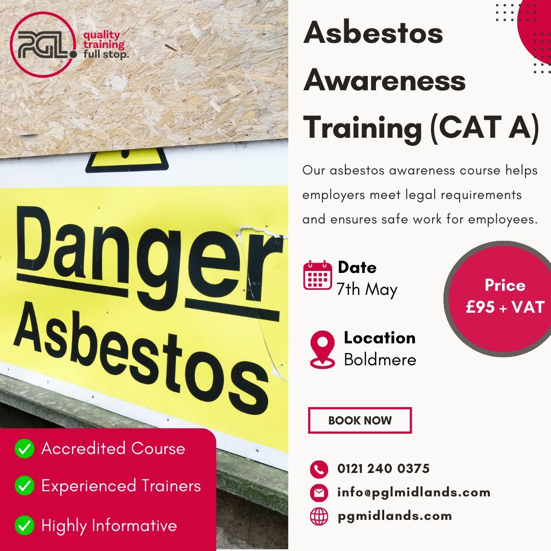 🚧 Join us at #Boldmere on the 7th May to learn Asbestos workplace safety. Our course meets legal requirements and empowers safe work practices. Book now! [buff.ly/49lfpSZ 

#SafetyFirst #ProfessionalGrowth #SecureYourFuture #LearnWithUs