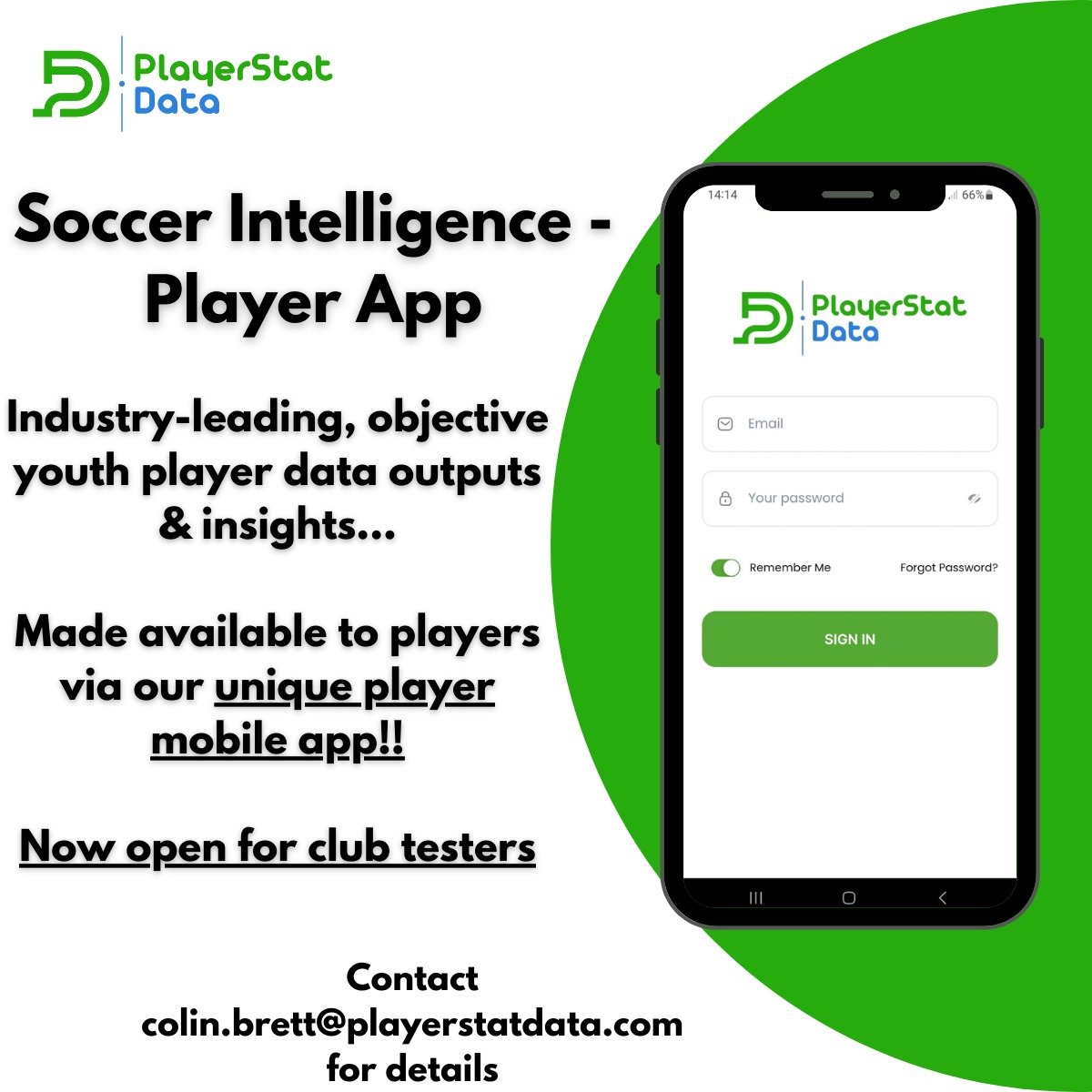 PlayerStatData's tweet photo. Our #soccerintelligence youth player mobile app is now available for testing &amp; we want 4 🇺🇸🇨🇦 youth soccer clubs (U13-U19) as testers.

A great chance to put a game-changing #playerdevelopment tool in front of youth players &amp; their parents. 

If interested, please send a DM. https://t.co/gLxXtUlmUB