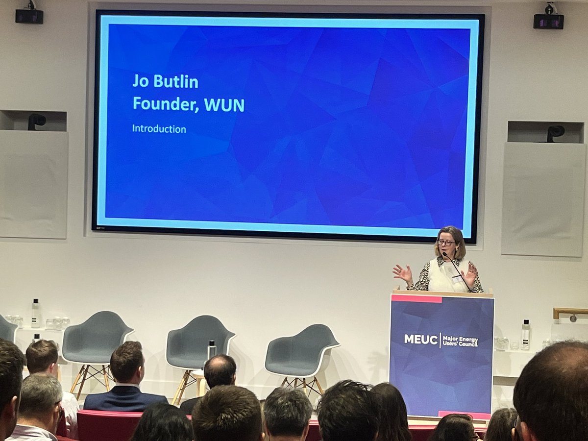 Jo Butlin from @TheWUN1 is chairing the first session at the @MeucEvents today: ‘The Future of Energy: Navigating a Net Zero World’. 

We’re looking forward to @ofgem’s overview on proposed reforms and strategic plans for a net zero, home-grown #energysystem in the UK.