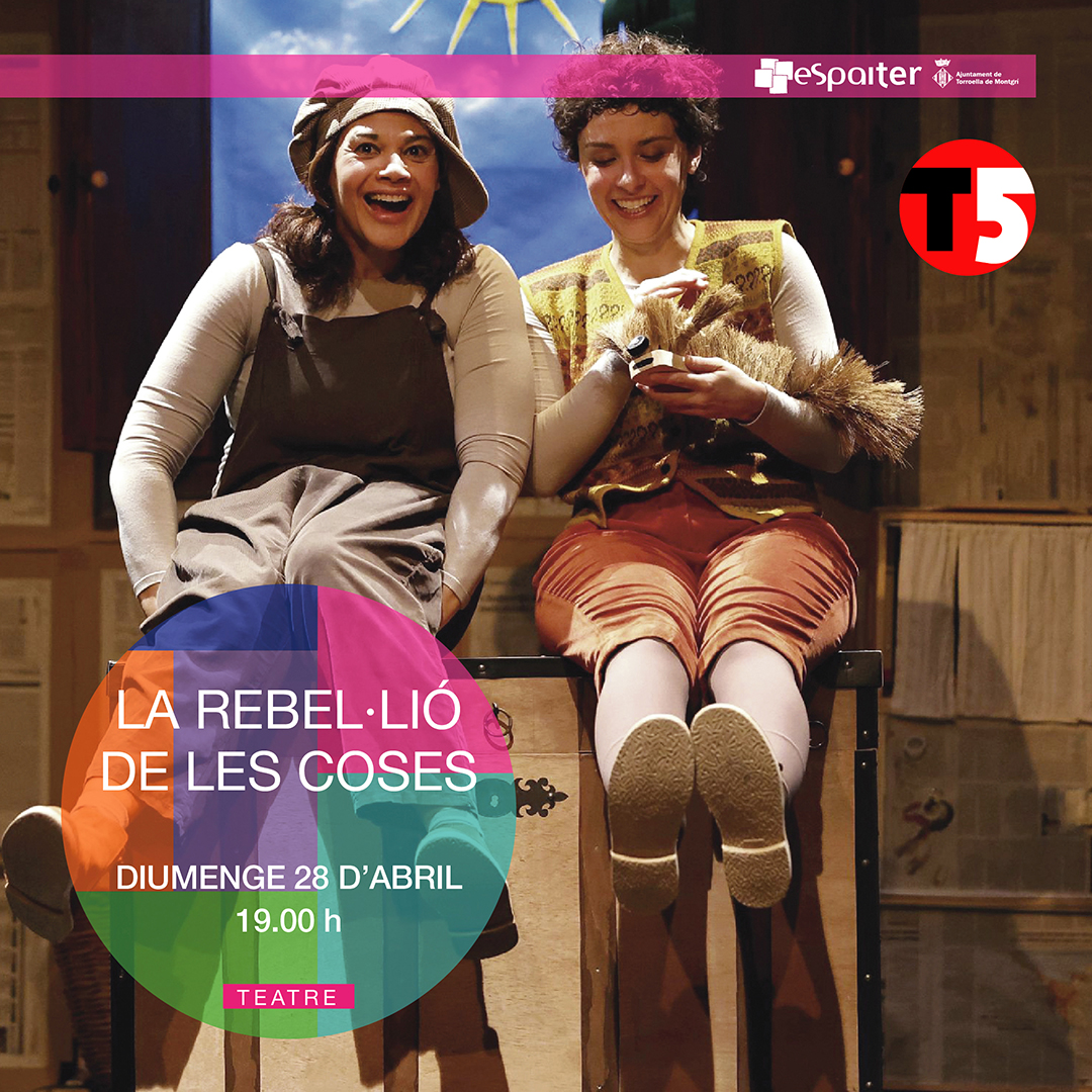 🎭 L' @EspaiTer ens ofereix aquest cap de setmana l'espectacle 'La rebel·lió de les coses'. 
Un espectacle familiar basat en el realisme màgic de Pere Calders
📆 Diumenge, 28 d’abril | 19:00 h  | Auditori Teatre Espai Ter
👉ow.ly/J2xe50RnNGu
#SomCultura #SomTorroella