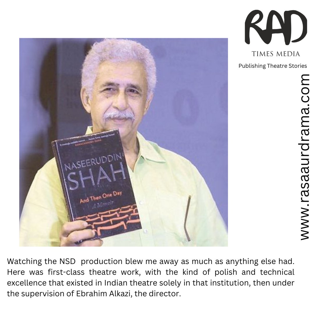 rasaaurdrama's tweet photo. Just finished reading the memoirs of artist Naseer Sir. It felt like a practical guide to navigate the entertainment/arts universe in our country. Also, a quite practiucal-no-nonsense autobiography minus the stardom : ) 

#naseeruddinshah #rasaaurdrama.com #radtimes https://t.co/OQxbSBAk5V
