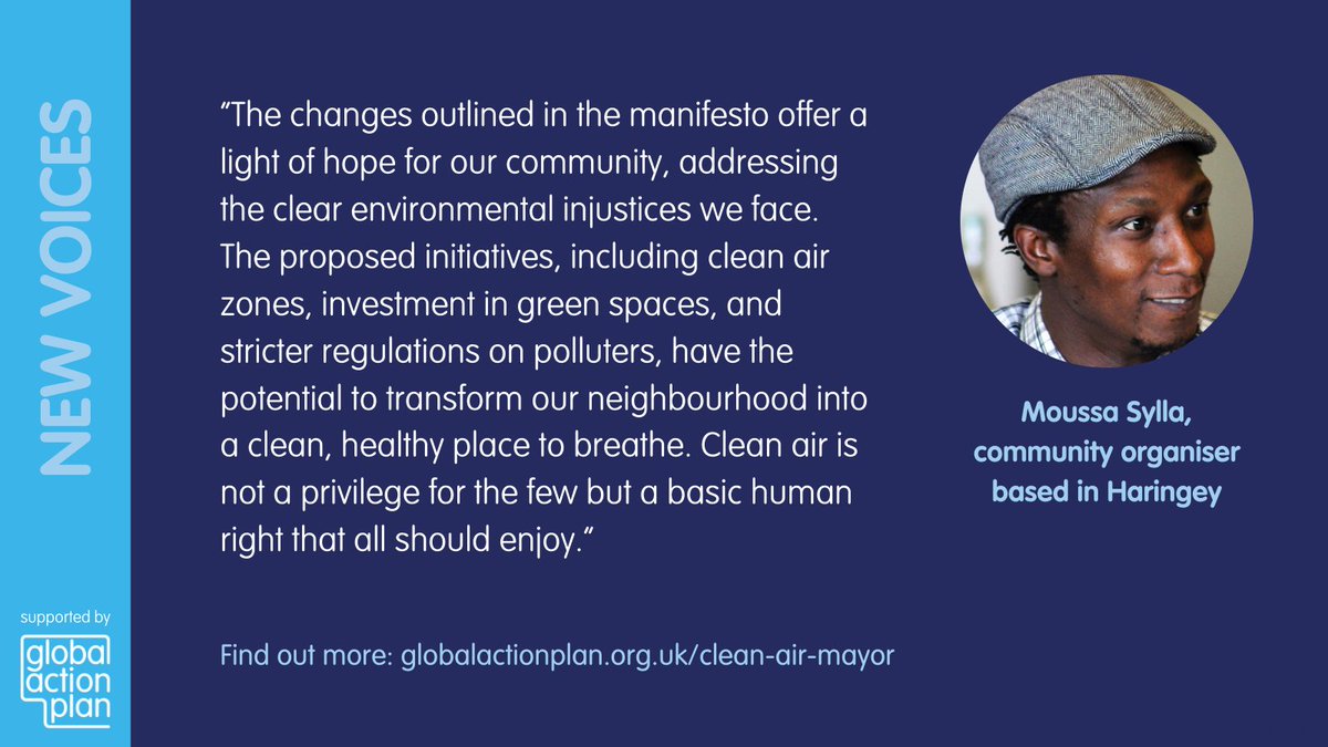 We have been working with communities most affected by #AirPollution in London, amplifying their call for a #CleanAirMayor in next week's election☁️ Find out what measures London communities want to see introduced to clean up our capital's air 👇 globalactionplan.org.uk/clean-air/clea…