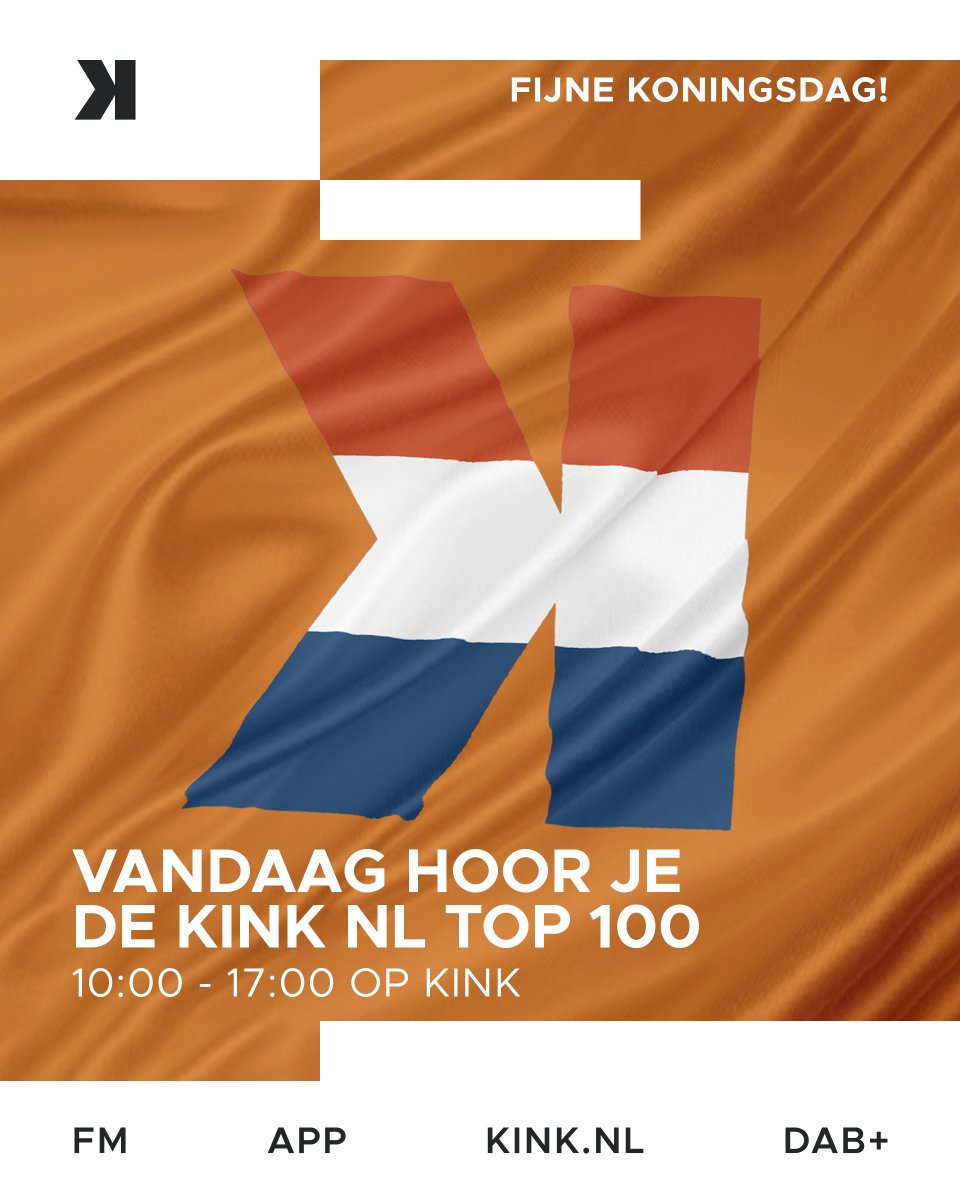 Inmiddels hoort de KINK NL Top 100 net zo bij Koningsdag als een oranje (KINK-)shirt en tompoucen. 🇳🇱 Vandaag op KINK: de 100 beste tracks gemaakt door artiesten uit ons eigen kikkerlandje, gekozen door jou! Check de lijst, en alle info hier: kink.nl/nieuws/kink-nl…