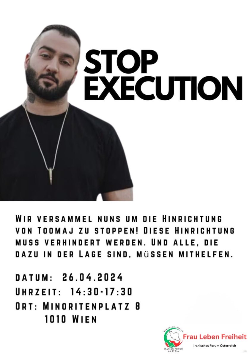 Kommt bitte morgen um 14.30 auf den Minoritenplatz. Bundesminister ⁦@a_schallenberg⁩, bitte erklären Sie dem iranischen Botschafter, dass die Exekution der Todesstrafe gestoppt werden muss. ⁦@MFA_Austria⁩
