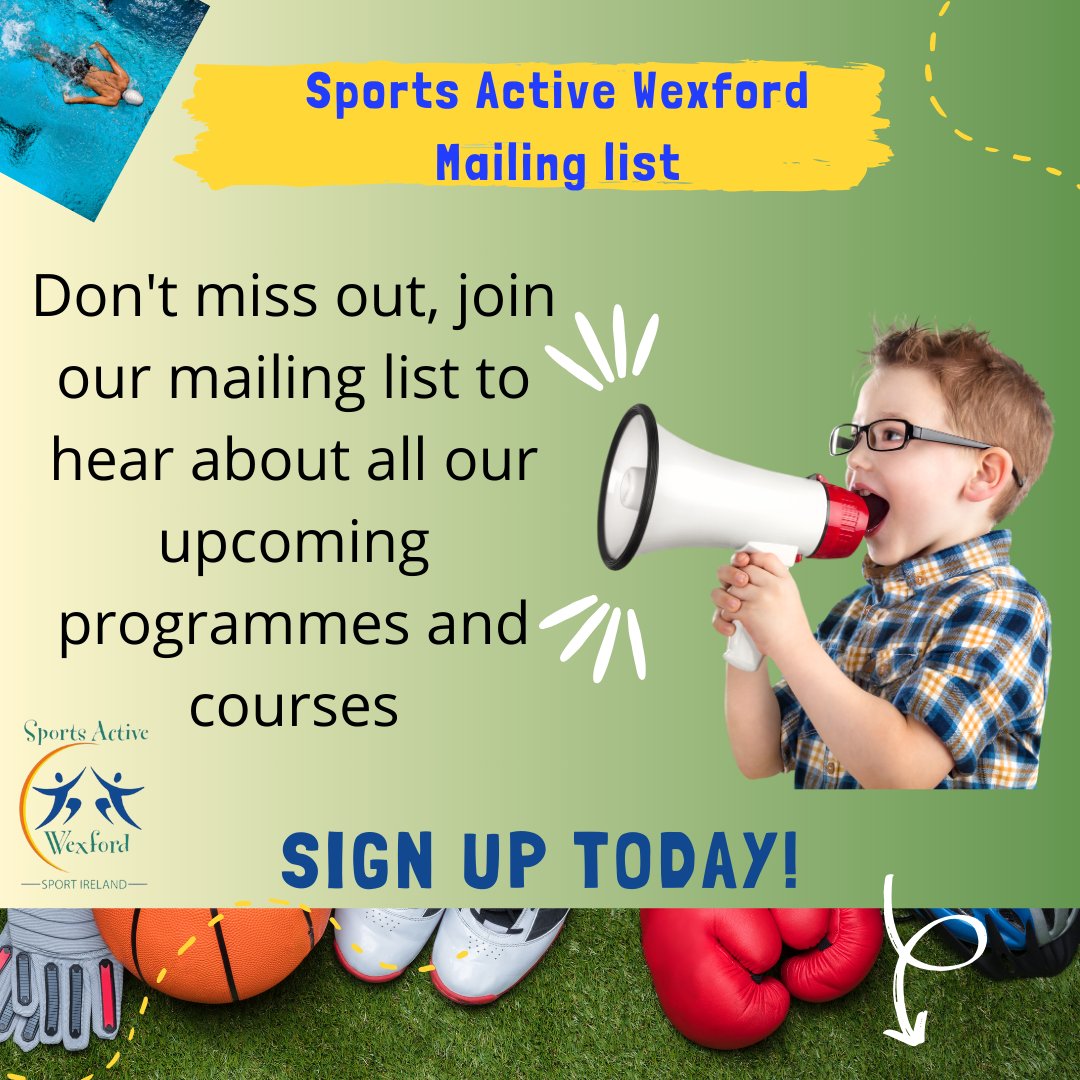 Stay in the loop with all things active in Co Wexford 🏃🤼🚴‍♂️🏊‍♂️🤾‍♂️⛹️‍♂️ Sign up to our monthly newsletter today and join the movement towards a healthier, happier you! Don't miss out, subscribe now! 💪 Sign up: customerservice.wexfordcoco.ie/service/Sports… #ActiveWexford #StayActive #NewsletterSignUp
