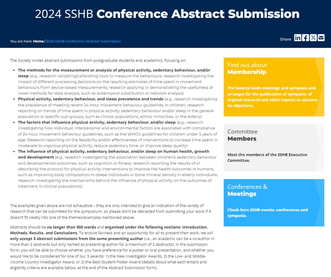 SocStudyHumBiol's tweet image. ⌛️6 days left to submit to our Human Biology of Movement Behaviours conference!

Submit your #PhysicalActivity #SedentaryBehaviour #Sleep #research &amp;amp; join us in beautiful Porto🇵🇹this September!🏃‍♀️📺😴
➡️Affordable registration rates
➡️Great invited speakers
sshb.org/conference/hum…
