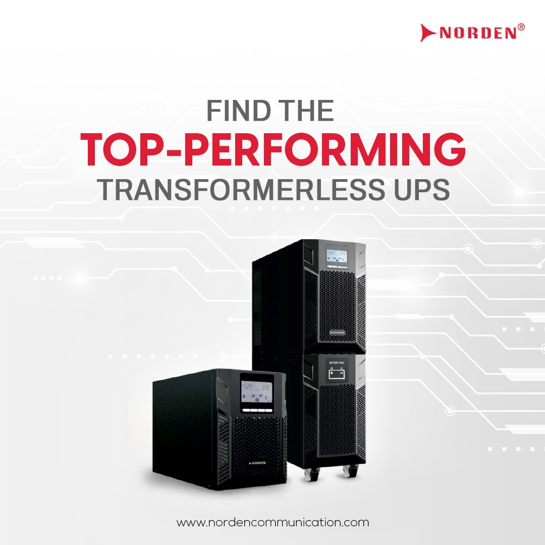 Introducing Norden online transformless UPS. Experience superior efficiency and space-saving compactness.

Its wide input voltage and frequency range ensure seamless operation even during power fluctuations.

#Nordencommunication #NordenOnlineUPS #EfficientPower #SpaceSavingTech