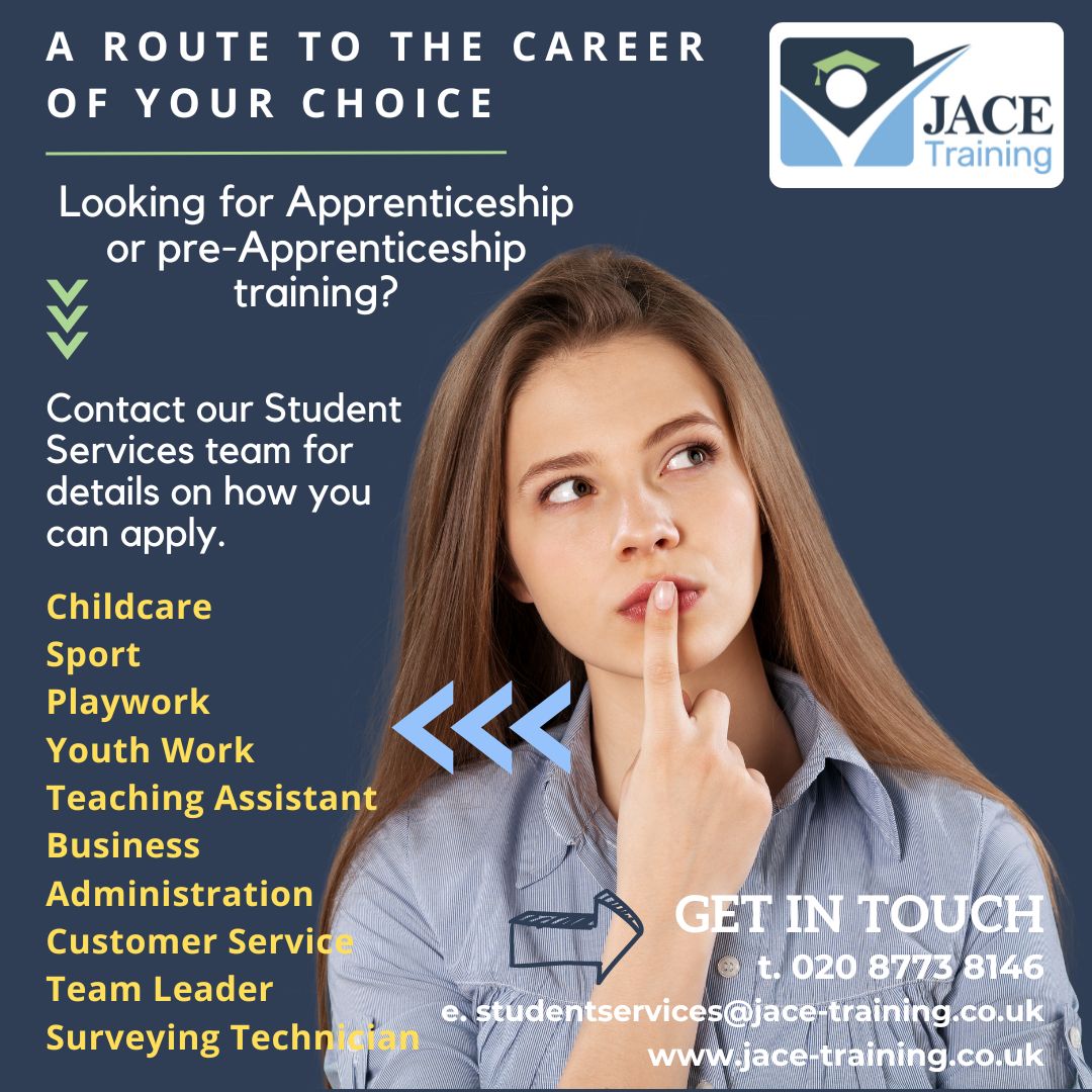 Thinking about your options when you leave school/college? Find out about Apprenticeship pathways - contact our JACE Student Services team for some guidance #nextsteps #apprenticeships #careeradvice #wallington #sutton #crawley #sussex #London #college #leavingschool