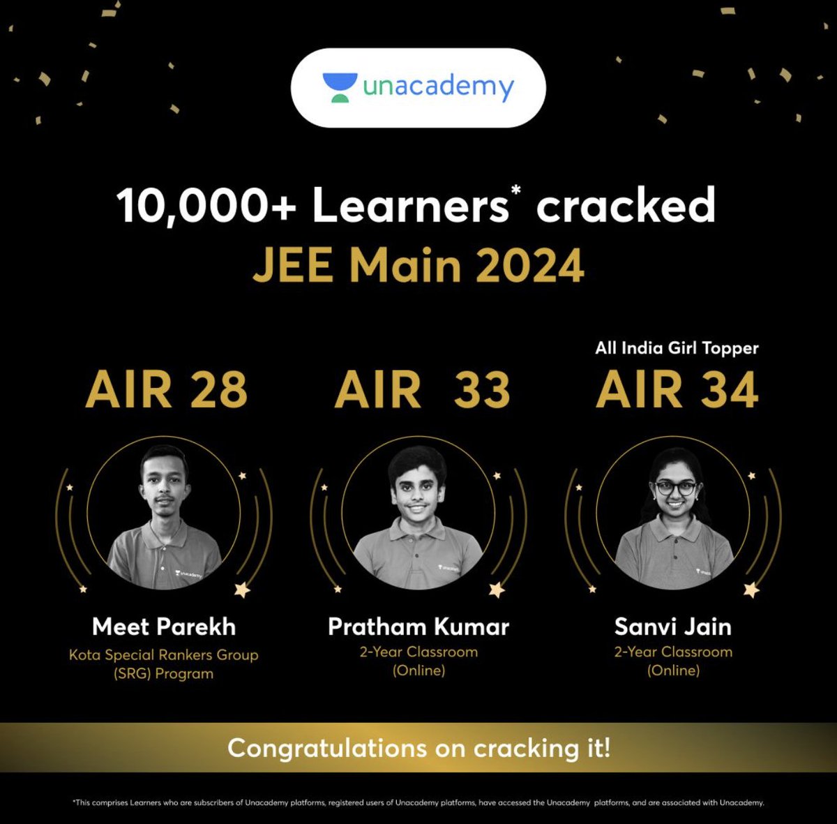 Currently celebrating monumental victory in JEE Main 2024 with AIR 1 and 10,878 others. 🔥👏 Super proud of our stellar JEE Main 2024 achievers! 🌟 Your dedication and hard work have paved the way for success. Congratulations to all the future engineers 🎉 #JEEMain2024