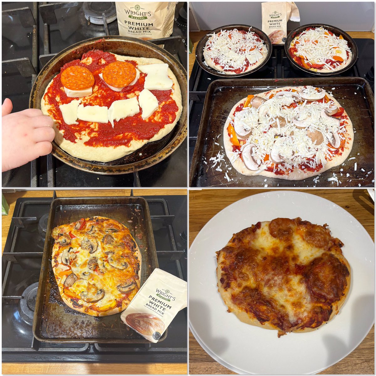 A fun pizza night with @Wrightsbaking Premium White Bread Mix & my little helper. Smiley face for the helper who also made our mushroom & pepperoni pizza with a veggie option for D2. Absolutely delicious ❤️❤️❤️ #thursdaymorning #pizza