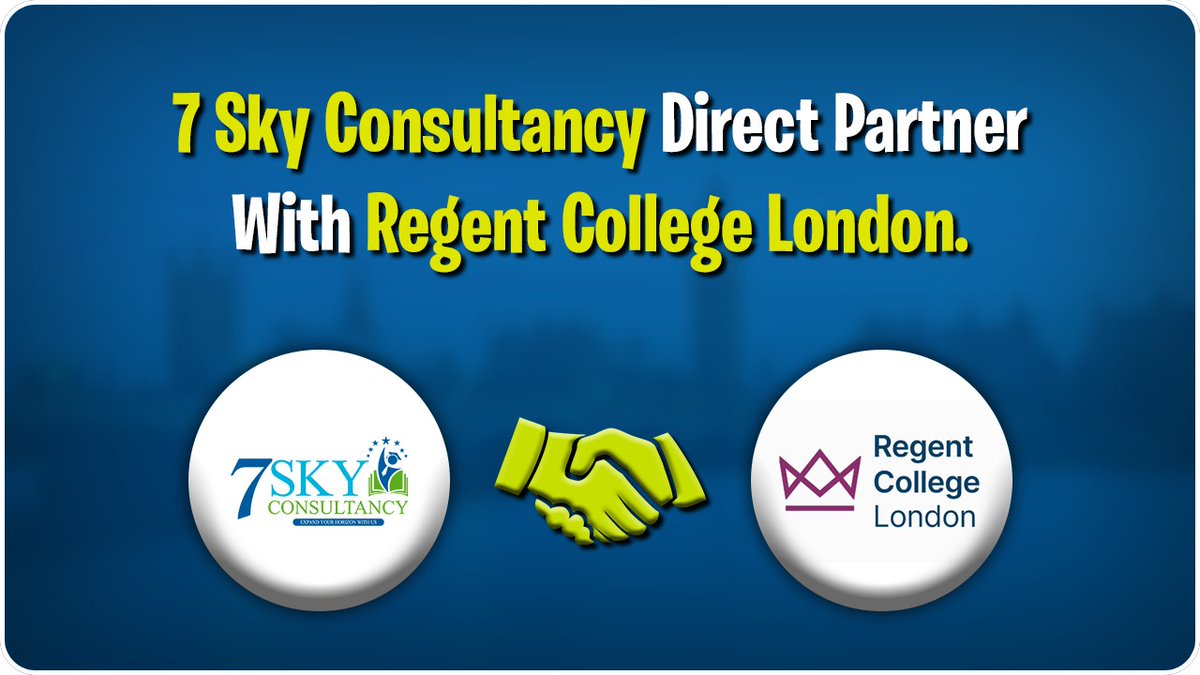 Exciting Partnership Alert! 7 Sky Consultancy & Regent College London join forces to help YOU #StudyAbroad in the UK! Expert guidance + exceptional programs await! Free Consultation: 7skyconsultancy.com/apply-now.php #UKEducation #7SkyConsultancy #RegentCollegeLondon