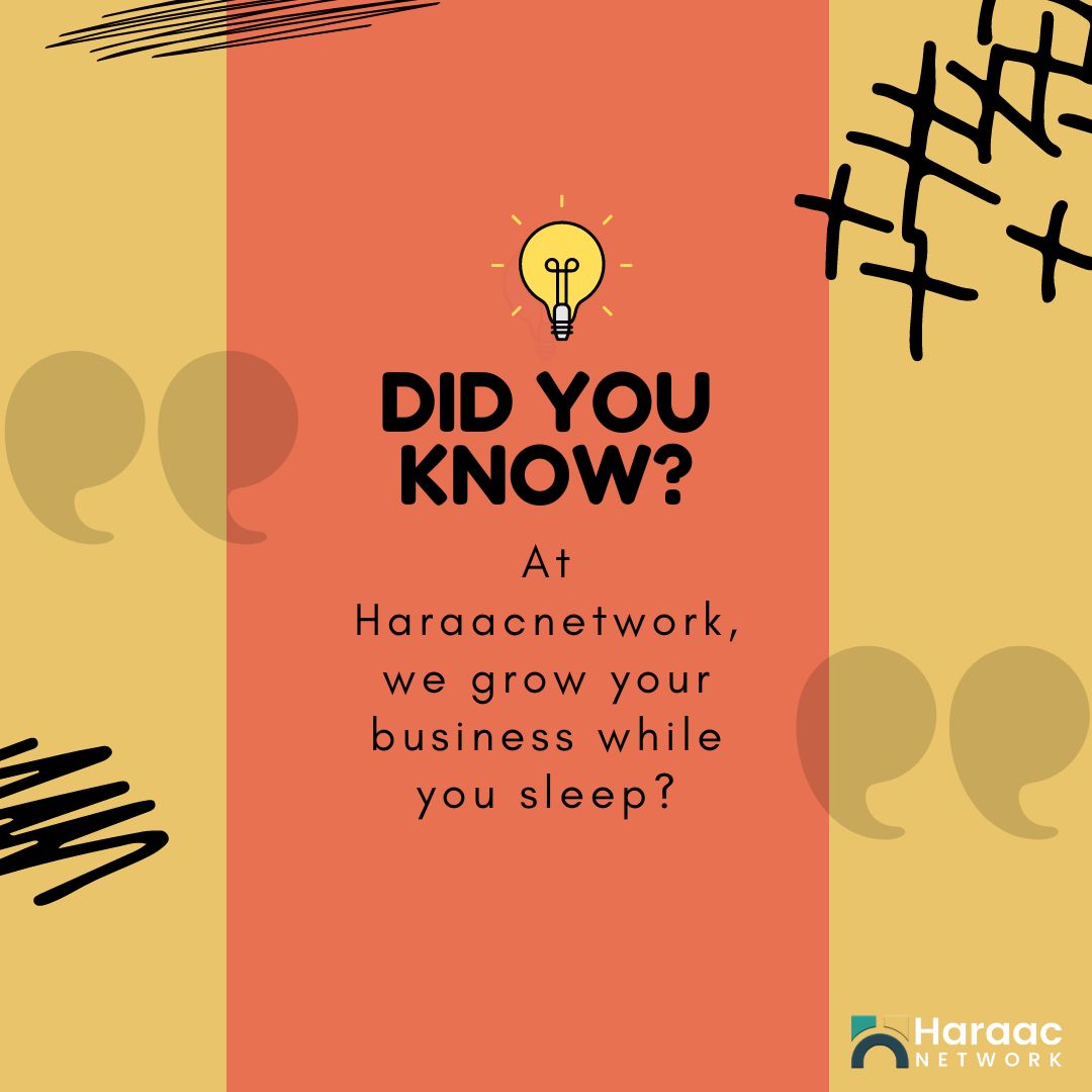 Unlock the power of growth even in your sleep with us at Haraac! 💼✨ Let us work tirelessly to elevate your business while you dream big. Send us a message now!
#Haraacnetwork #startup #startupsuccess