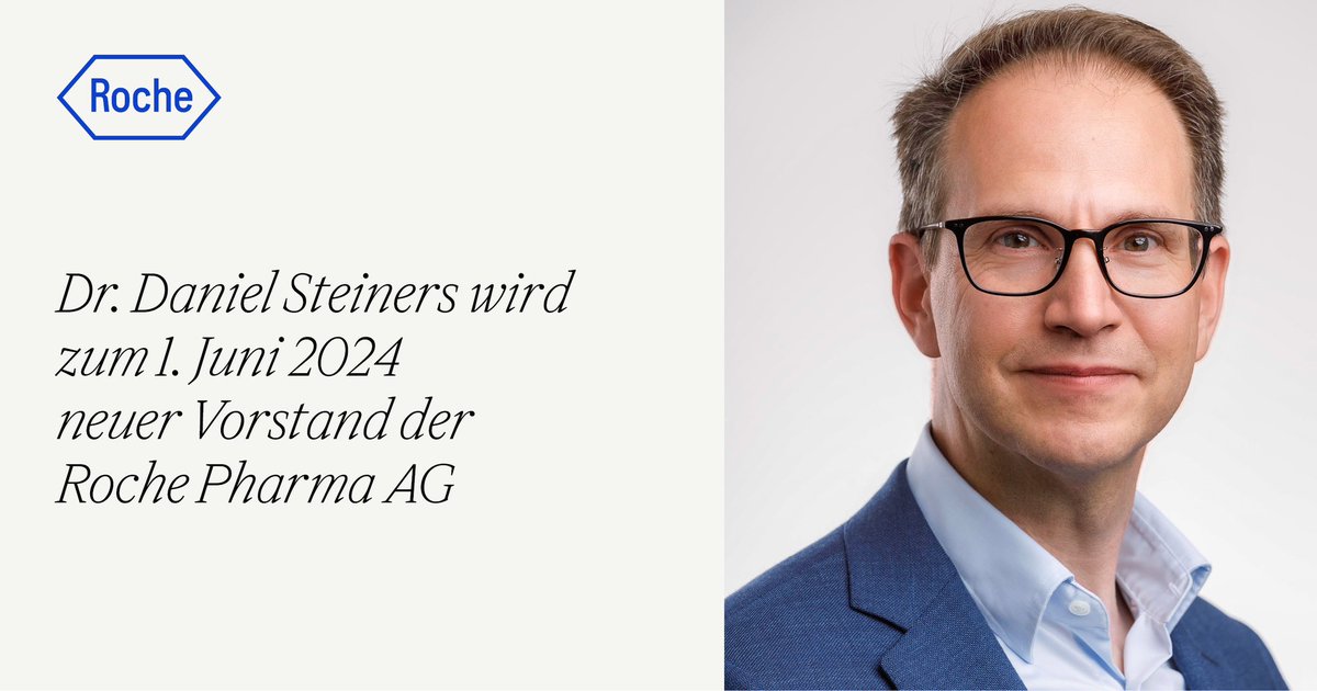 Roche_de's tweet photo. #Hotoffthepress
Dr. Daniel #Steiners wird ab dem 1. Juni 2024 neuer Vorstand der #Roche Pharma AG in Deutschland! Wir sagen jetzt schon: Herzlich willkommen, lieber Daniel!! https://t.co/zuyoFNaOMx