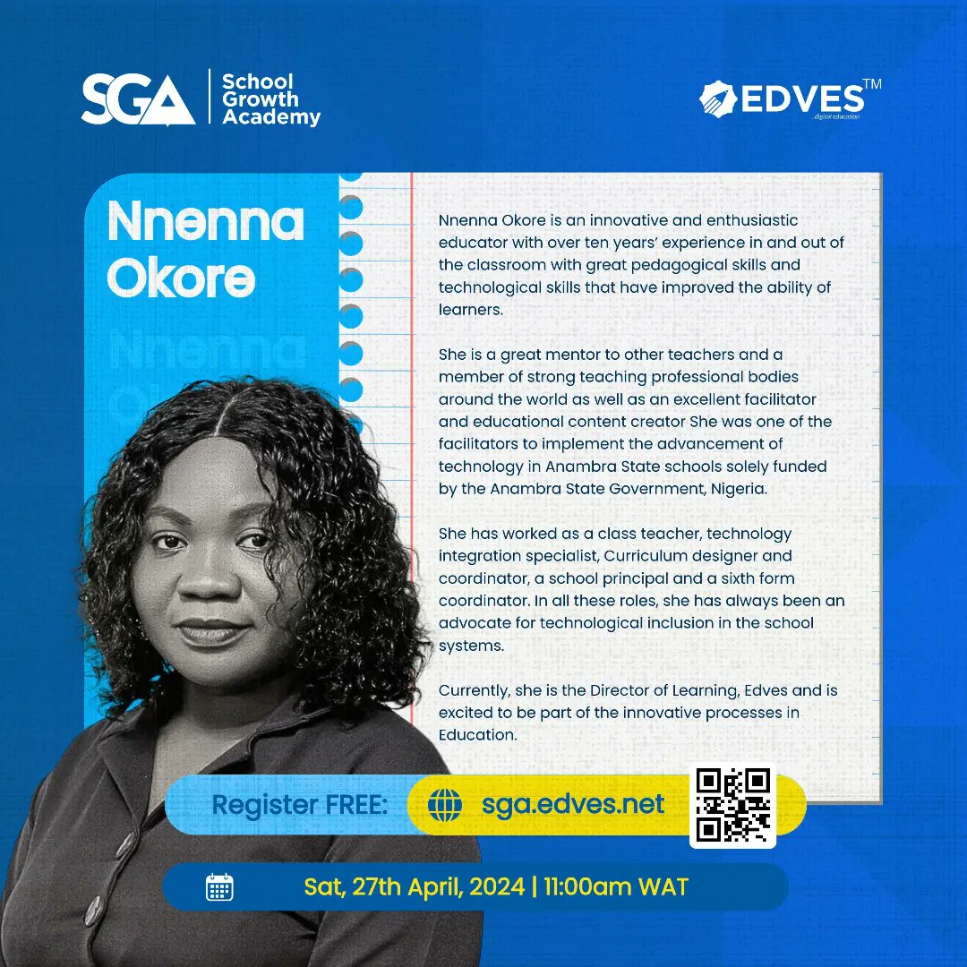 Meet our speakers for the School Growth Academy Webinar. 

<a href="/FalanaDimeji/">'Dimeji Falana</a> and Nnenna Okore will be sharing their expertise &amp; insights on Data-driven decision-making in Education &amp; how school leaders &amp; educators can make informed decisions from  data obtained from their school.