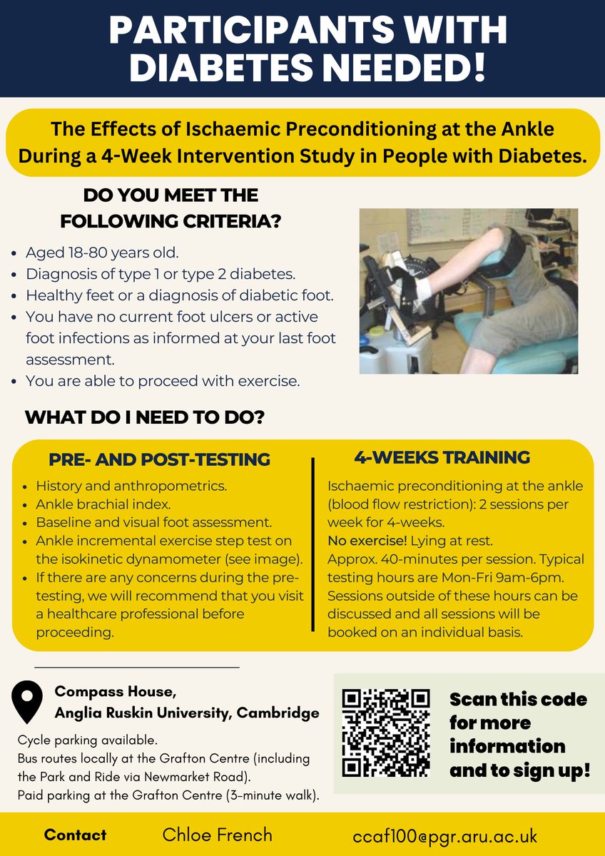 Chloefren61's tweet photo. This week is #UKFootHealthWeek24. My current research is focused on foot health in people with diabetes with a study taking place in Cambridge. Find out more here:
https://t.co/EqyS3tbtkG

@RoyColPod @DiabetesUKMidsE @DUK_research @ARUresearch @THIS_Institute @footindiabetes https://t.co/dLsBLUreIM