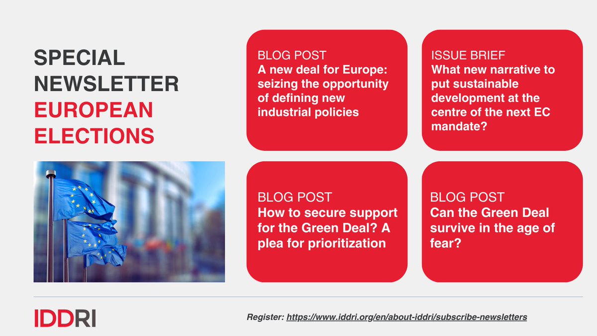 📢🇪🇺In the run-up to the #EuropeanElections, IDDRI is publishing a special newsletter, with: - a blog post by @SebastienTreyer & Céline Kauffmann calling for new industrial policies in Europe - an issue brief which reviews the conditions under which sustainable development can…