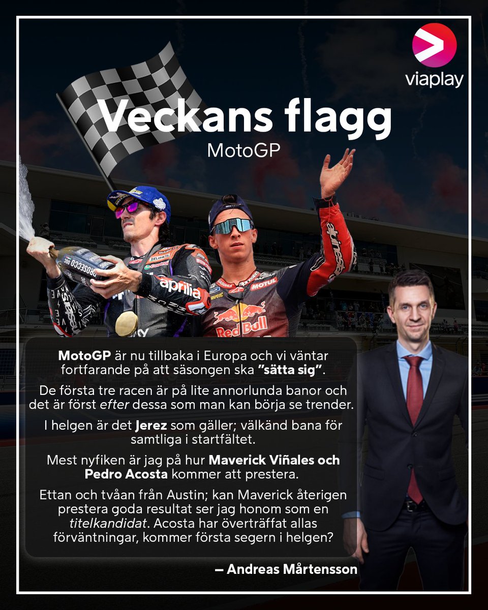 Spaniens GP på Circuito de Jerez 🔥🇪🇸 Andreas Mårtensson (@Mortenzoni) flaggar för vad det är värt att hålla ett extra öga på 👀✅ 📺 Missa inte MotoGP, fredag-söndag på Viaplay och V Sport Motor Racet visas även på TV10