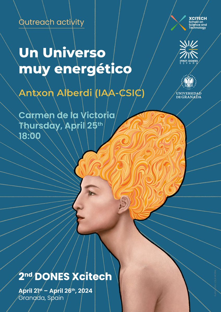 Además, hoy, a las 18:00h, nuestro director, Antxon Alberdi, participa en el 2º <a href="/DONES_Xcitech/">DONES Xcitech</a>, en el Carmen de la Victoria, con su charla titulada "Un universo muy energético" 🌌