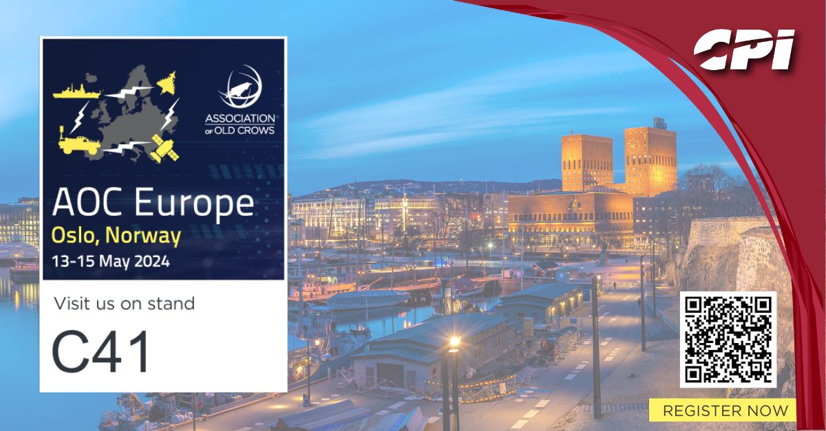 Join us at the AOC Europe 2024 exhibition in Oslo, Norway from May 13-15! CPI EDB will be showcasing its latest innovations in electromagnetic warfare operations. #AOCEurope2024 #Oslo #ElectromagneticWarfare #Innovation #Collaboration #C21 #AOCrows #EW

ow.ly/8zwZ50RnQgH