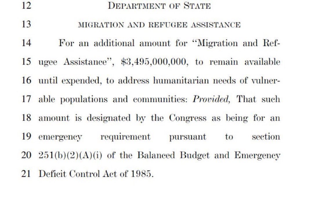 CONGRESS IS COMMITTING TREASON BY FUNDING THE INVASION OF THE U.S. Another $3.5 BILLION for “migration & refugee assistance” that will fund the NGOs currently conducting our border invasion like HIAS 'until it runs out' #AmericaLast @annvandersteel @Michael_Yon