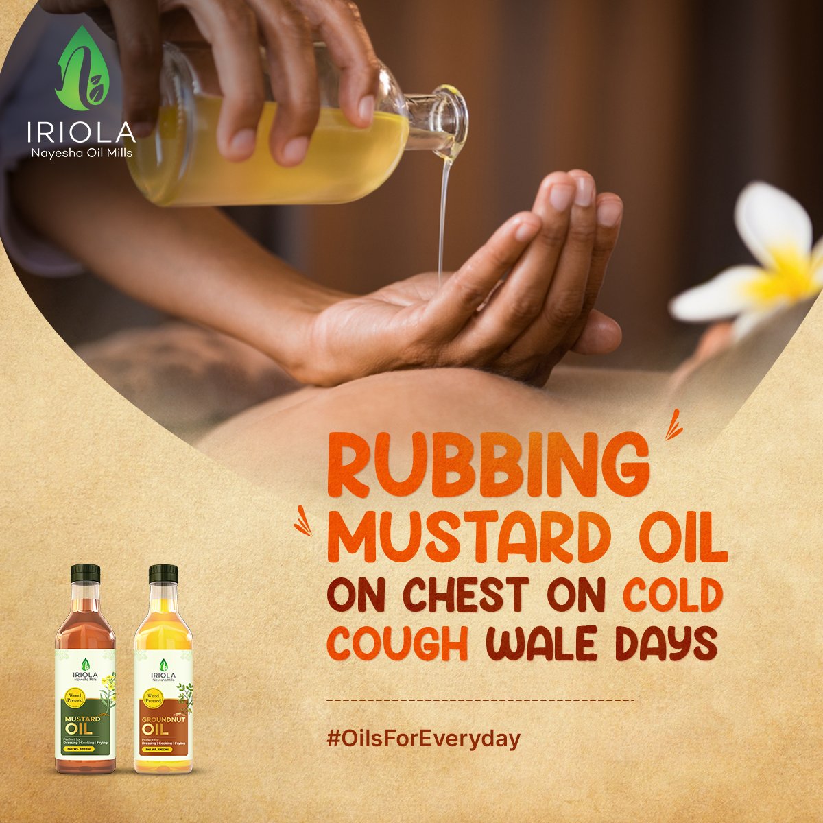 Warm #MustardOil rubbed on chest, smell of inhaler lingering around, warm water gargles, and kaadha are default for days of cough and illness.🥺

#OilsForEveryday #HealthyLifestyle #EatHealthyWithIriola #Iriola #NayeshaOilMills