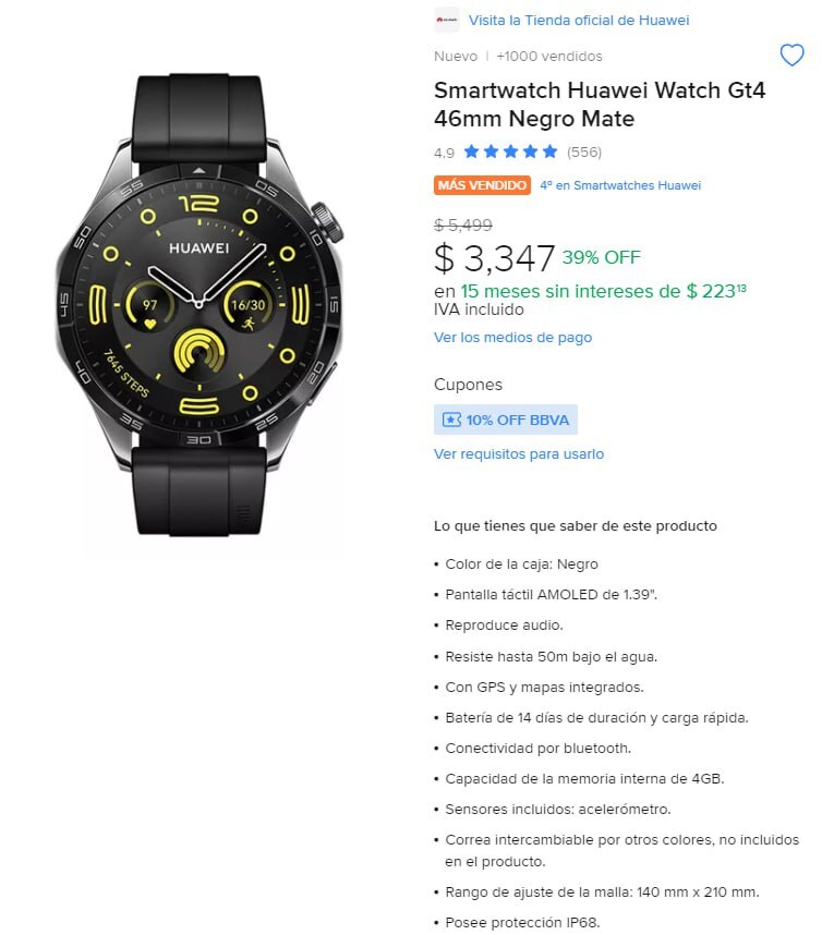 OFERTA

Mercado Libre:Smartwatch Huawei Watch Gt4 46mm Negro Mate

Enlace:mercadolibre.com/sec/2YE9S2q

39% de descuento

🔥Precio Oferta:      $3347.00
ofertonesmexico.com.mx
#OfertasMercadoLibre