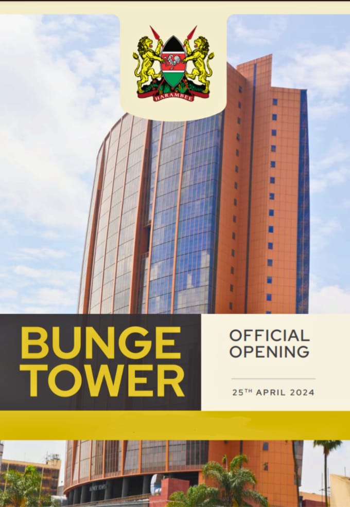 The President, H.E Dr. William Ruto is this morning set to unveil the ultra modern Bunge Tower accompanied by Parliamentary Service Commissioners.