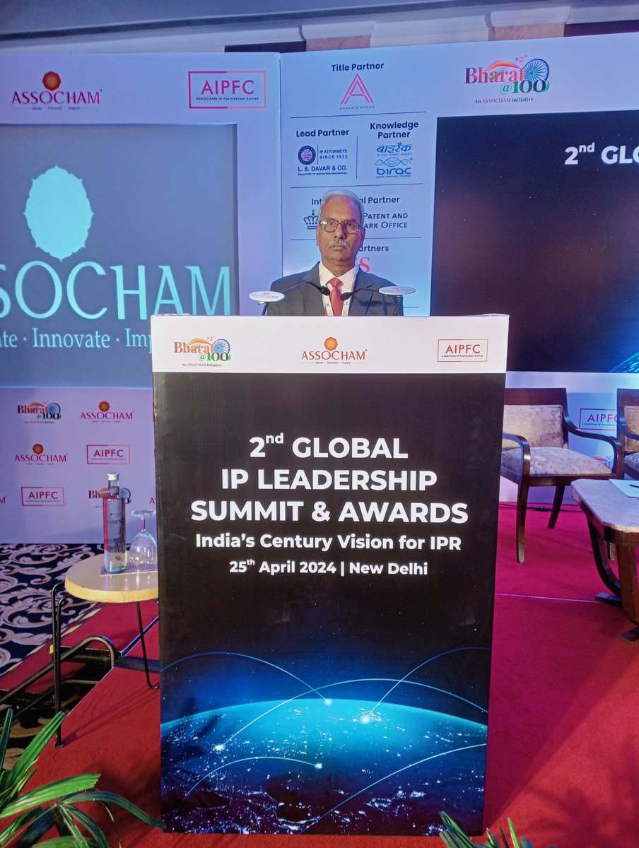 In 2nd Global IP Leadership Summit & Awards India's Century Vision for IPR organised by ASSOCHAM in Sangali La Eros Hotel, New Delhi .