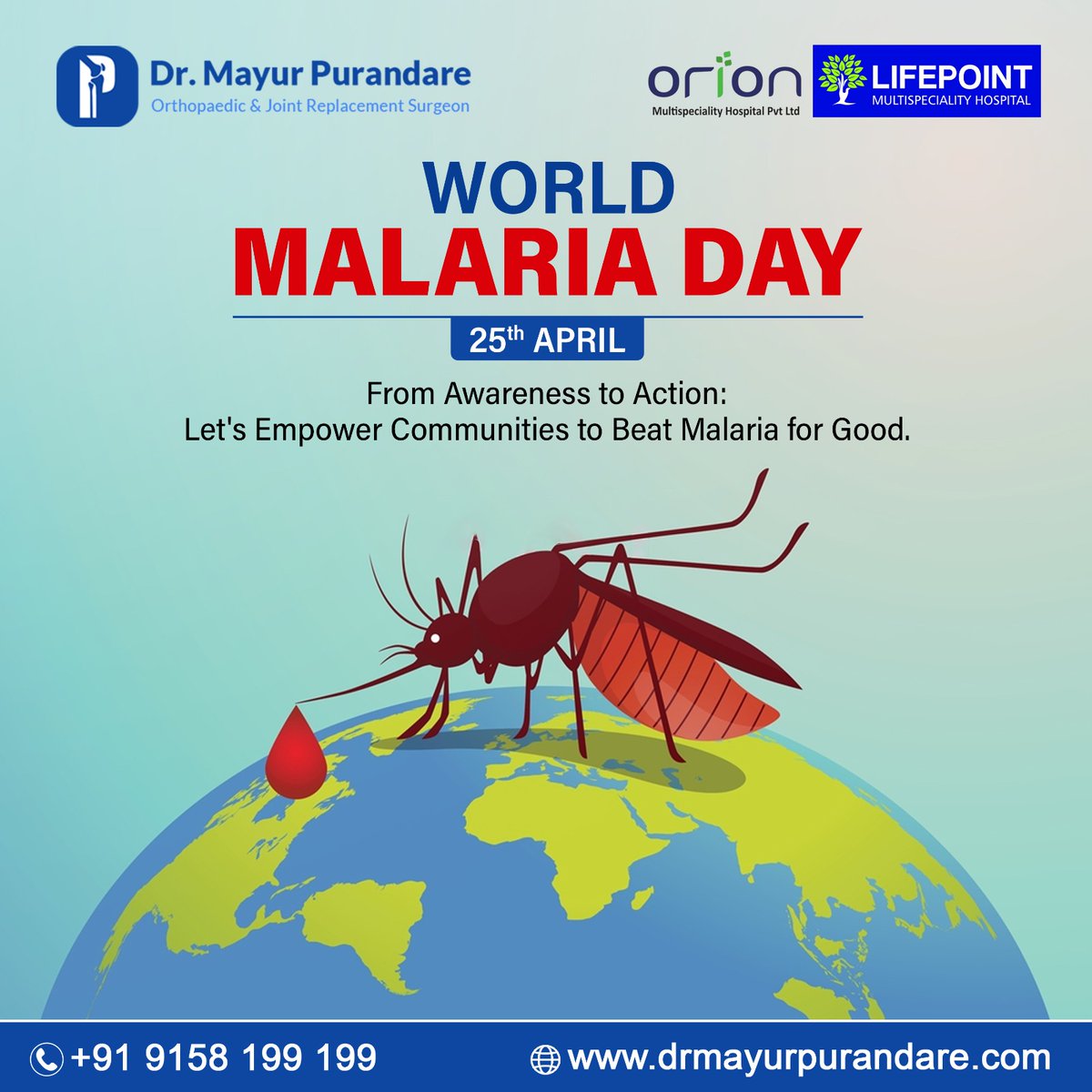 Warm wishes on the occasion of World Malaria Day to all. Let us come together to fight against this disease which has taken many lives.
.
.
#WorldMalariaDay #malariaday2024 #happyworldmalariaday #diseases #pune #wakad #hospitals #doctors #drmayurpurandare #ravet