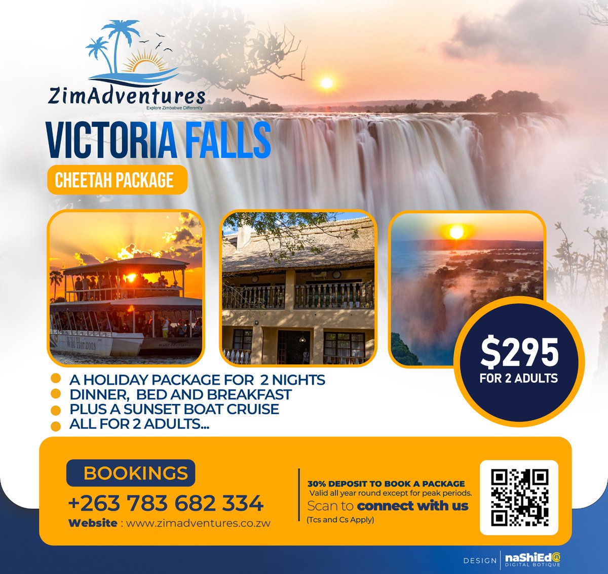 zimadventures's tweet photo. 📌As always, we are all about affordable holidays, and we want you and your friends/family/workmates to experience that🇿🇼

🌟Our client's favourite holiday package seems to be the Victoria Falls Cheetah Package, which goes for $295 for 2 adults, inclusive of dinner, bed, and breakfast for 2 nights plus a sunset boat cruise, all for 2 adults😊

🌟Remember that you can pay in flexible instalments on all our bookings throughout the year, and we can customise them to suit your needs🤝

📲Whatsapp at +263 783 682 334 for bookings, holiday packages, group trips, bus hires, conferences, school trips, church outings, corporate retreats, and more.