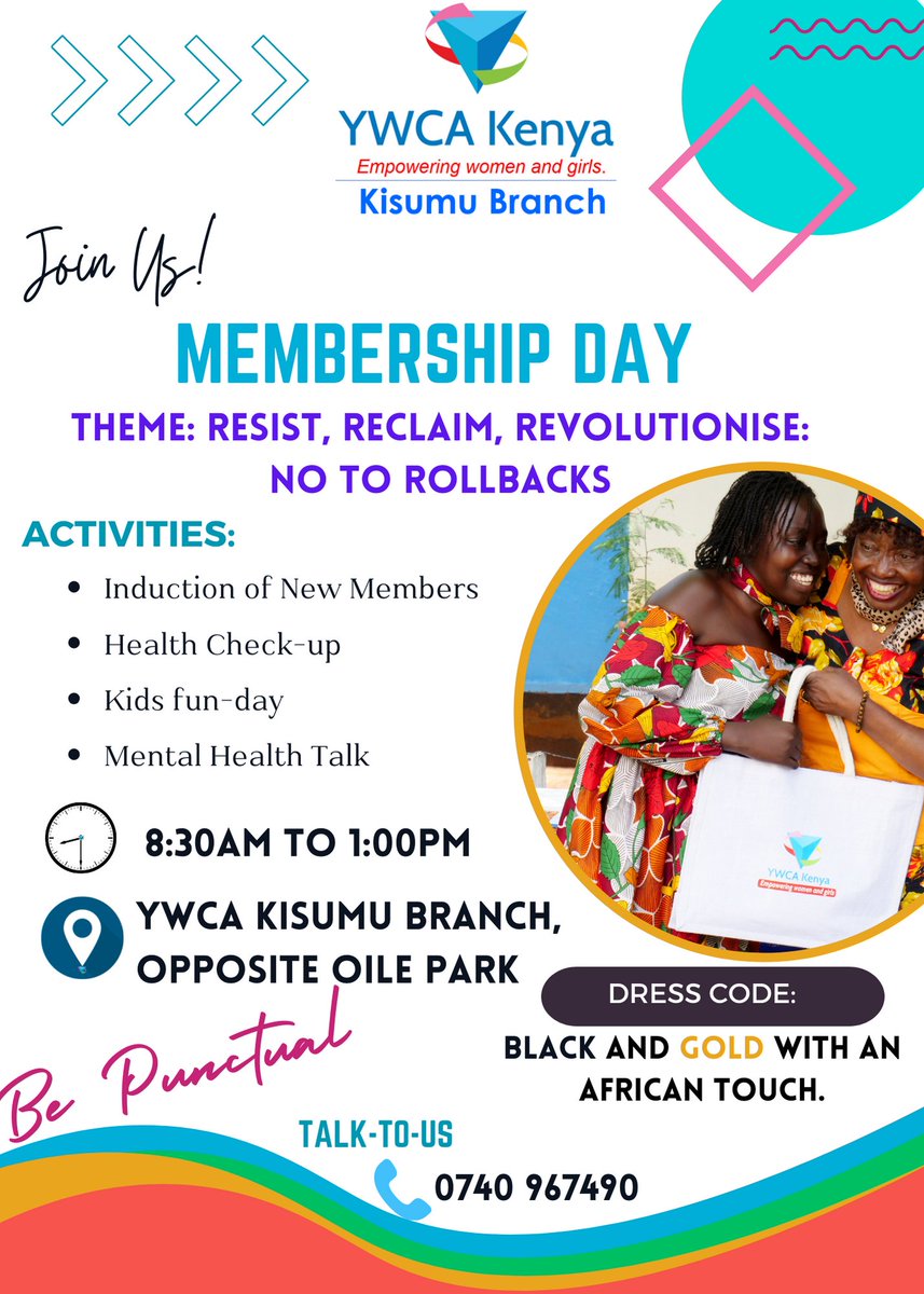 KenyaYwca's tweet photo. #YWCAKisumu branch will be celebrating its Membership Day in line with the #WorldYWCADay2024 theme. This opportunity gives a chance for #YWCALeaders, both new & experienced, to join forces & make our voices heard, ushering in a new wave of intergenerational leadership & activism. https://t.co/5fdoGX5QAy