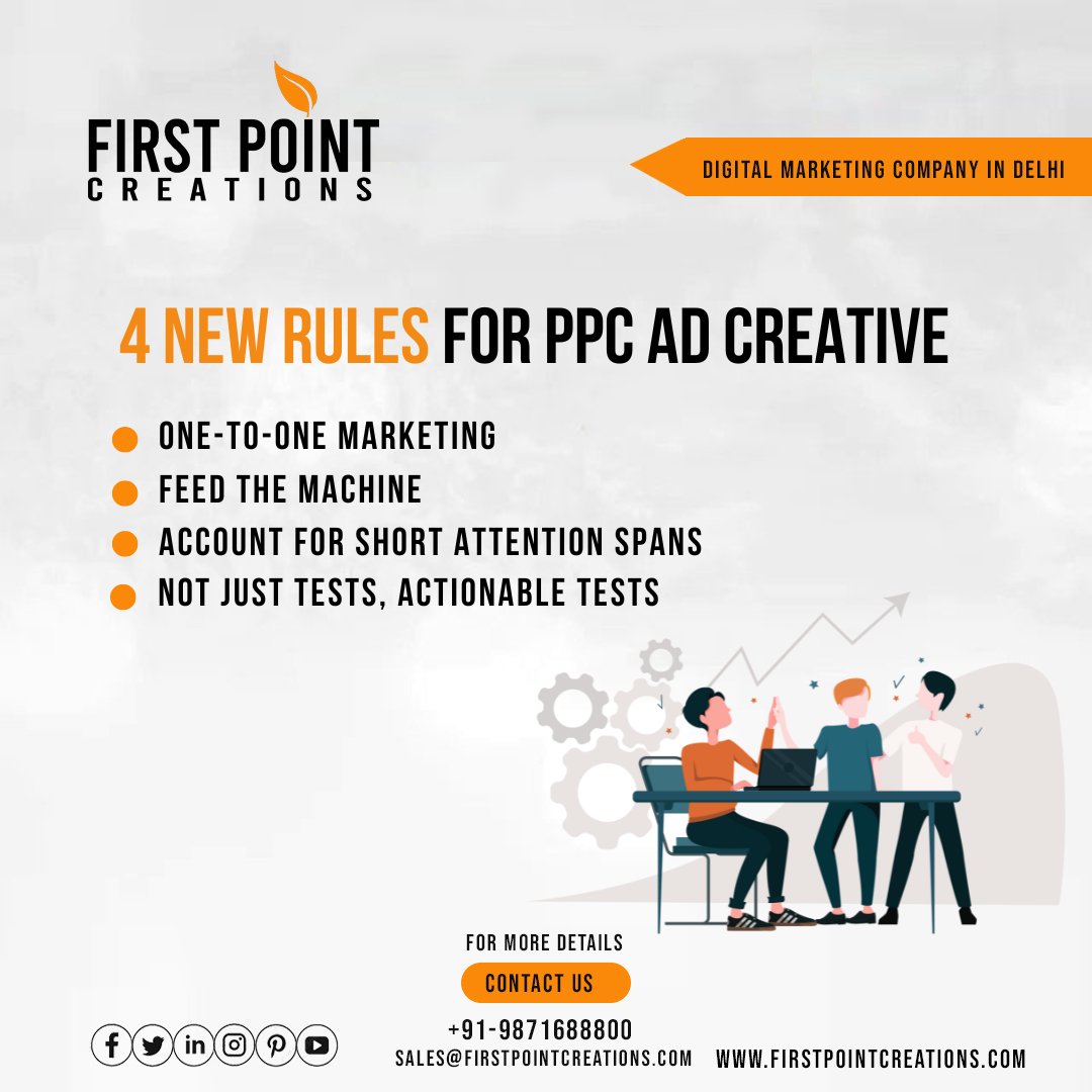 4 new rules for PPC ad creative. . 👉 One-to-one marketing 👉 Feed the machine FOLLOW US @firstpointcreations Contact Details: ☎ +91 9871688800 🌐 firstpointcreations.com 📧 Email: sales@firstpointcreations.com ✅ WhatsApp Chat: wa.me/919871688800 . #ppc #payperclick #fpc