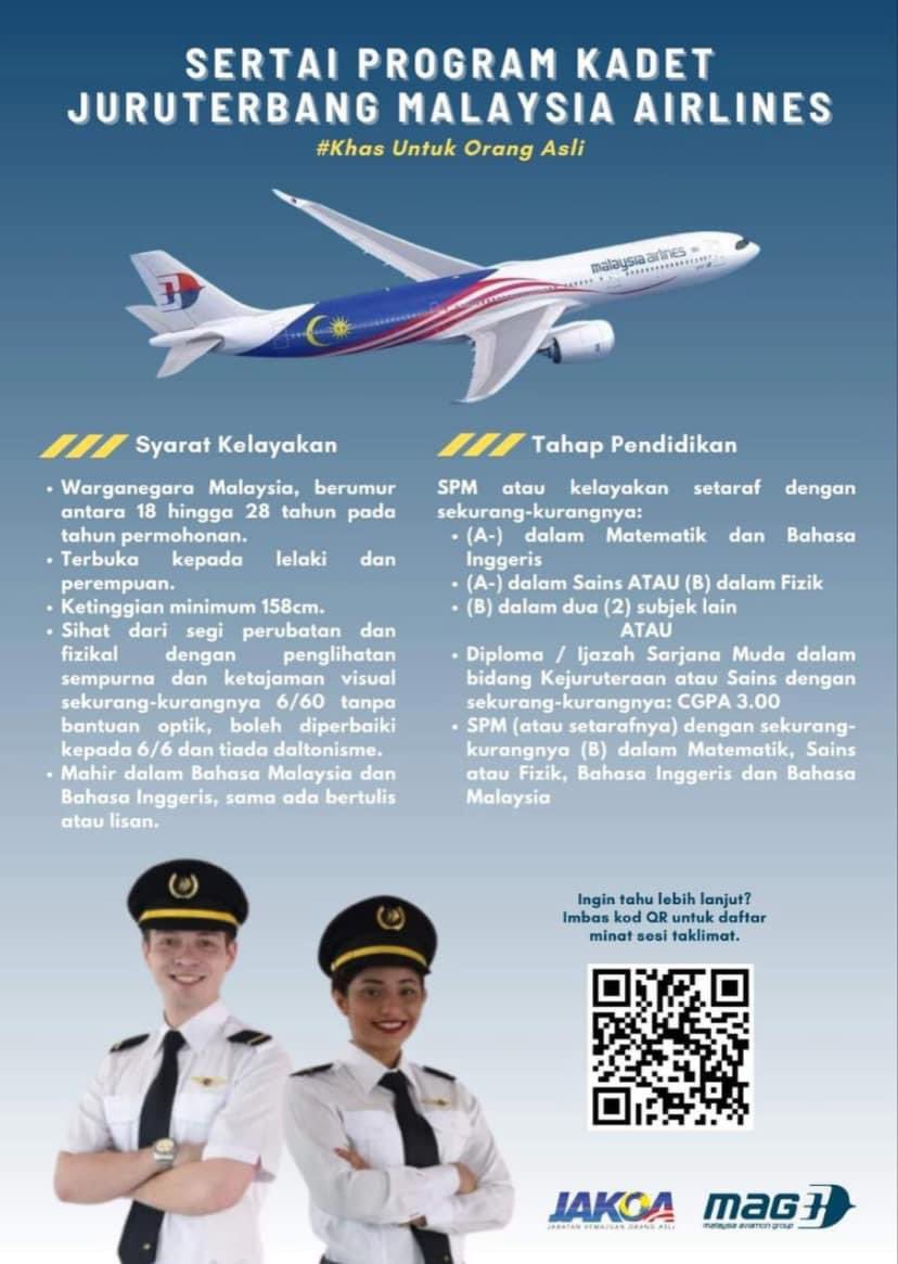 Malaysia Airlines’ cadet pilot program for Orang Asli: forms.office.com/pages/response…