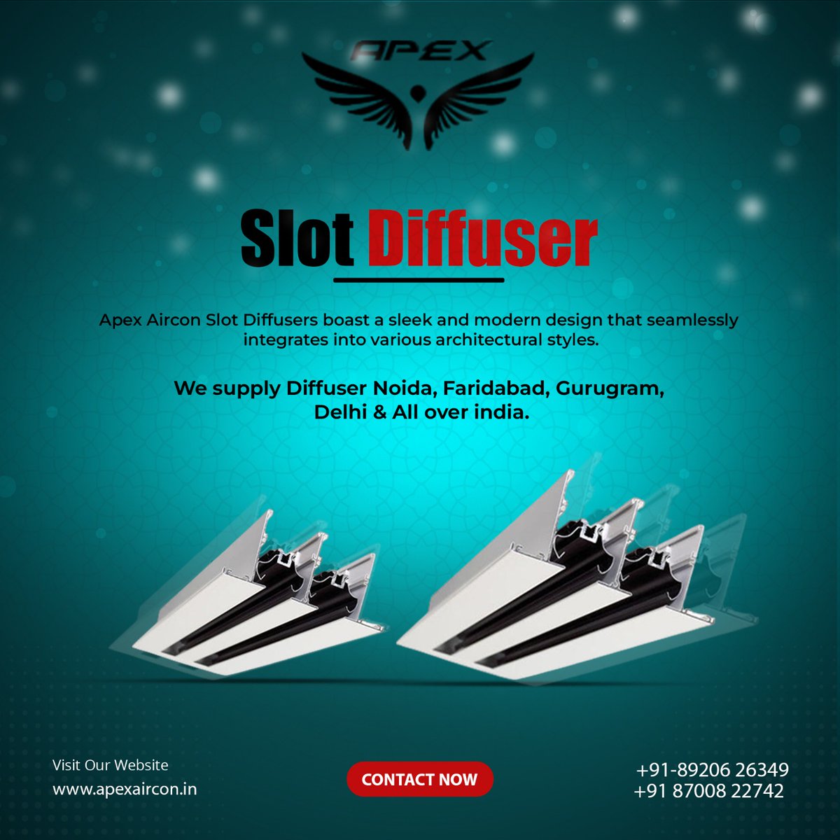 SLOT DIFFUSERS
Call Us:-+91-89206 26349, +91 87008 22742
Visit:-www.apexaircon.in
#diffuser #essentialoils #aromatherapy #essentialoil #youngliving #younglivingessentialoils #yleo #healthylifestyle #wellness #humidifier