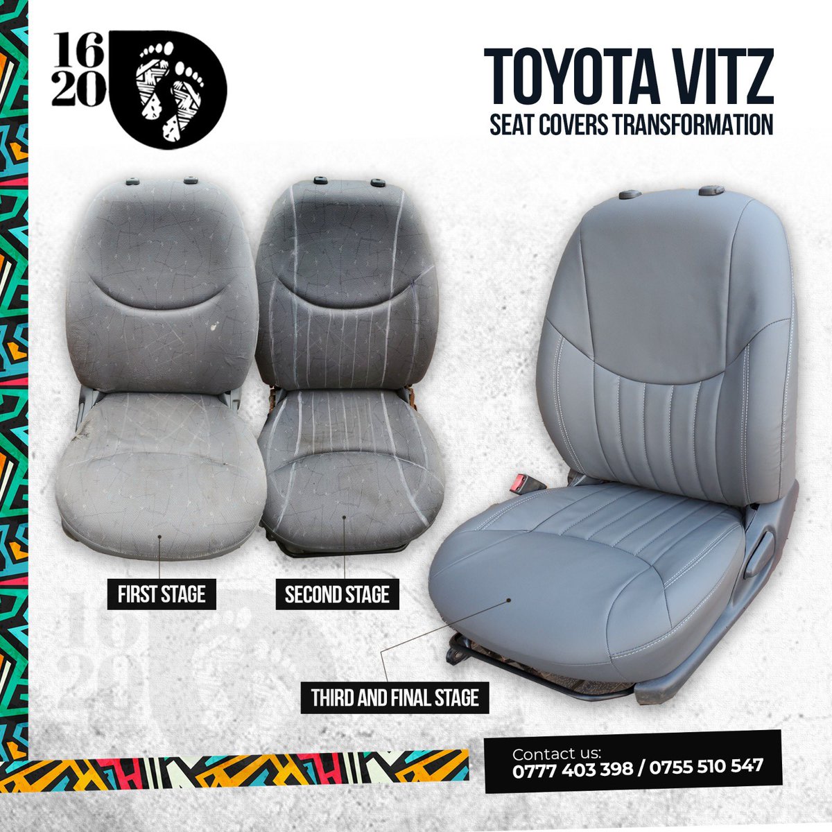 beyond_creativ's tweet photo. Client: @1620footsteps 
Product/Service: Car Upholstery 
•
•
•
Design by: BYC
.
.
#graphicdesign #beyondcreativity #design #digitalagency https://t.co/a0PIly4krz