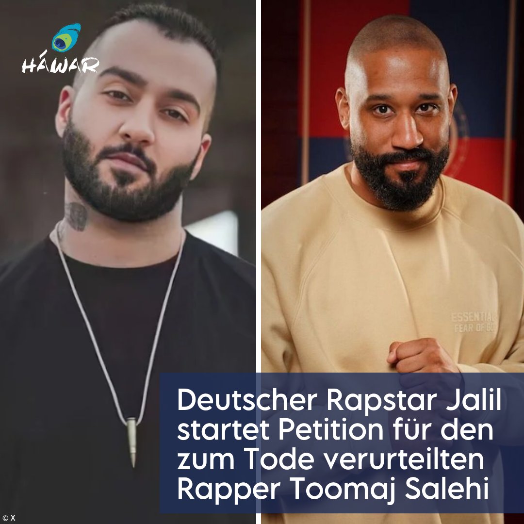 HawarHelp's tweet photo. Wir sind dankbar, dass der deutsche Rapstar @JalilOfficial  sich für den Rapper #ToomajSalehi einsetzt. Jalil hat eine Petition für Toomaj gestartet:
https://t.co/ohAsd6I8Hr https://t.co/mT79YGLzWu