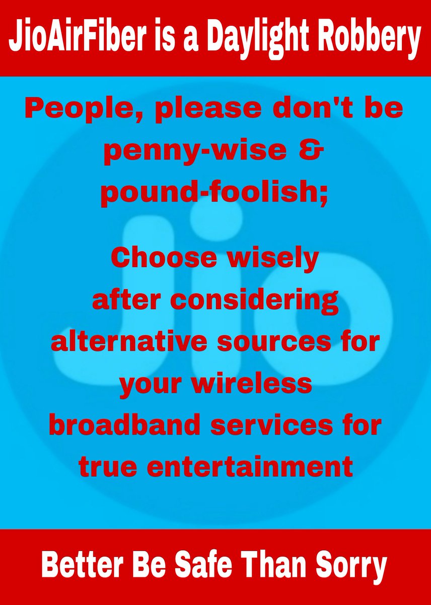 @PrateekManav @JioCare @TRAI @DoT_India @reliancejio @htTweets @toi I subscribed to JioAirFiber on Dec16, 2023, by being asked to pay ₹9,488.92. 
Facing issues with the network right from next day onwards, i.e. Dec17, 2023.
First complaint lodged on Dec19, 2023, and have lost count of follow-ups ever since.
Status, still the same.