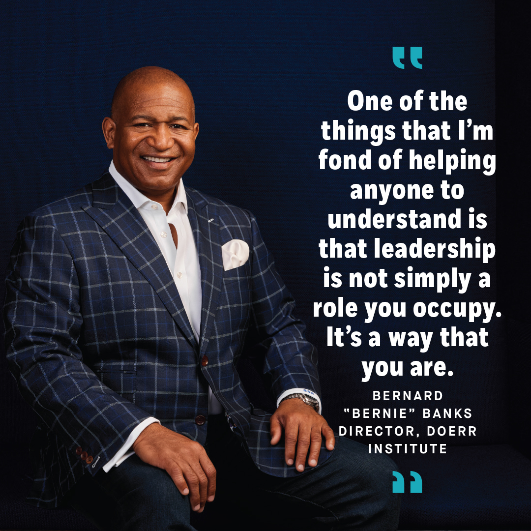 Rice's Doerr Institute for New Leaders, led by Bernard 'Bernie' Banks, is committed to elevating the leadership abilities of all Rice students — undergraduate and graduate — regardless of age or experience, and at no cost. bit.ly/3We84RC