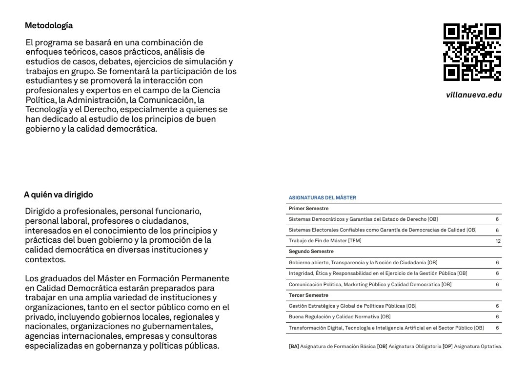 Para conocer mejor y aplicar indicadores de calidad democrática. Información: alejandro.canonico@villanueva.edu