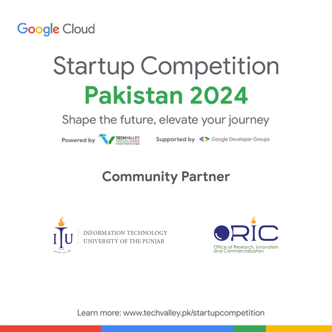 ITU - Punjab (@itupunjab) on Twitter photo ITU is pleased to share that the Office of Research, Innovation and Commercialization ORIC is partnering with Tech Valley Pakistan as a community partner to promote the Google Cloud Startup Competition'24.
which has been launched by Google Cloud.
<a href="/googlecloud/">Google Cloud</a> <a href="/TechValleyPak/">Tech Valley Pakistan</a> ITU is pleased to share that the Office of Research, Innovation and Commercialization ORIC is partnering with Tech Valley Pakistan as a community partner to promote the Google Cloud Startup Competition'24.
which has been launched by Google Cloud.
<a href="/googlecloud/">Google Cloud</a> <a href="/TechValleyPak/">Tech Valley Pakistan</a>