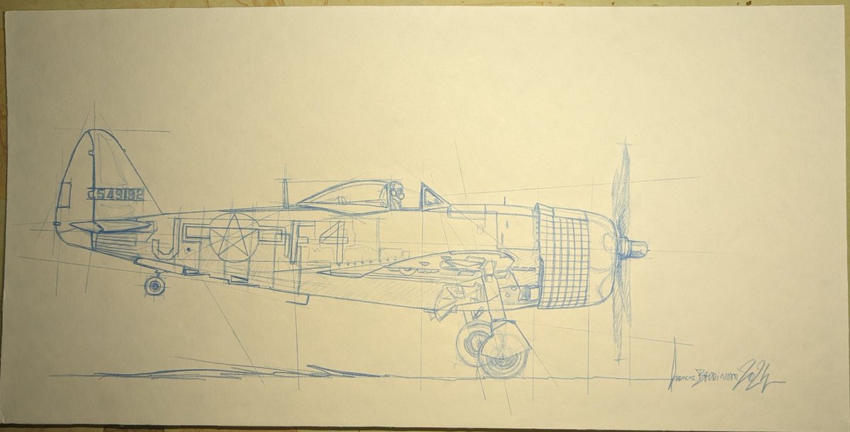 #P47D #thunderbolt sketched by #fOrangeArt #baldinottifrancois former official french air force painter work in progress #peintredelair #peintredelairetdelespace #ww2 #warbirds #usaf  #aviation #aviationgeek #aviationart #aviationspotter #aviationlovers #aviationphotography