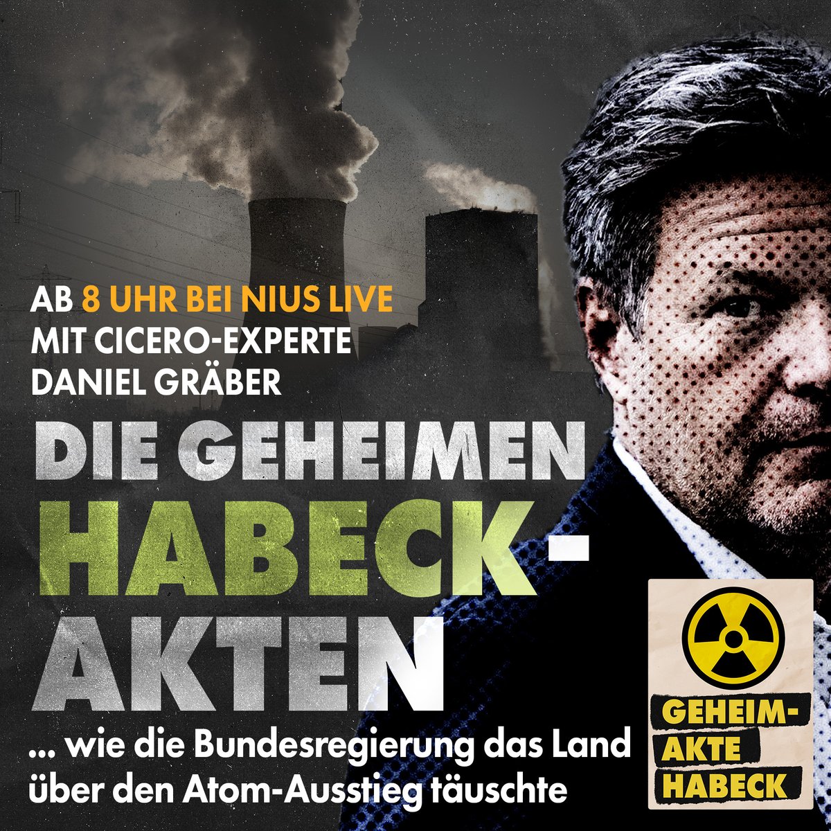 Geheim-Akte Habeck aufgedeckt: Gefälschte Fakten und vertuschte Wahrheiten in der Debatte um deutsche Kernkraftwerke. Das klären wir alles bei NIUS Live – Schalten Sie ein! youtube.com/live/Uxk_ajp0M… Mit @cicero_online -Experte @dg_graeber, @drumheadberlin und @julius__boehm