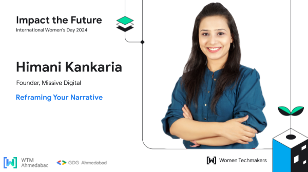 [#IWDAhm24 - Speaker Announcement #2 - @himani_kankaria] The founder of @missivedigital, speaker at global conferences, and building #Leaders. She presents '𝐑𝐞𝐟𝐫𝐚𝐦𝐢𝐧𝐠 𝐘𝐨𝐮𝐫 𝐍𝐚𝐫𝐫𝐚𝐭𝐢𝐯𝐞' empowering leaders effortlessly. #IWD24 #digitalmarketing #SEO #SaaS