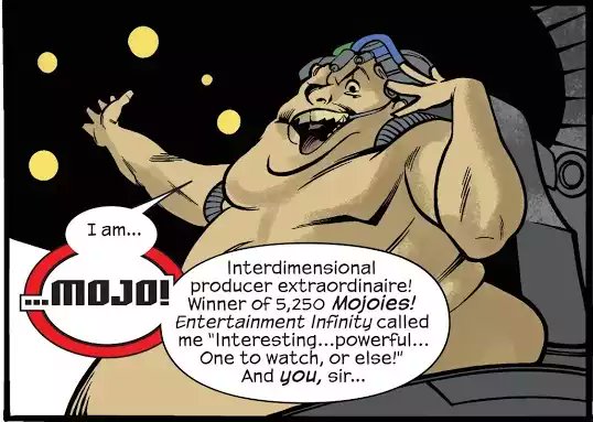 OfMojoverse's tweet photo. Mojo doesn't remember giving any of his actors royalties. Mojo doesn't even make his blockbusters for money, he does it for the views.

More views = More power

"NO ROYALTIES!"

Oh and he does it for the Mojoies. https://t.co/QCLfO4fK3r
