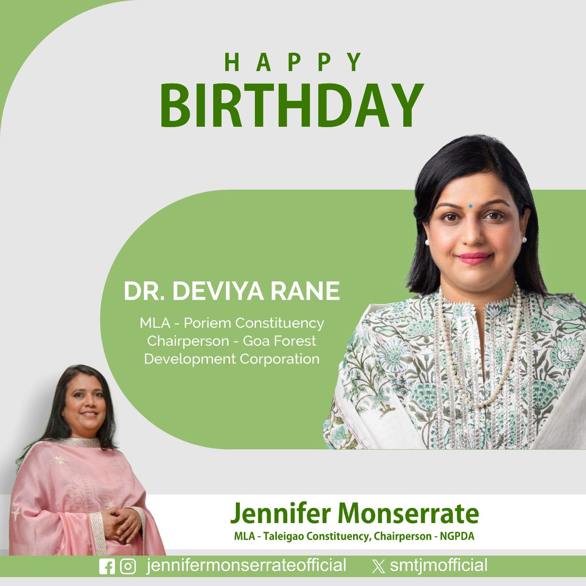 Extending warm birthday wishes to @draneofficial, MLA of Poriem Constituency and Chairperson of Goa Forest Development Corporation. Wishing you another year of prosperity, fulfillment and achievements.