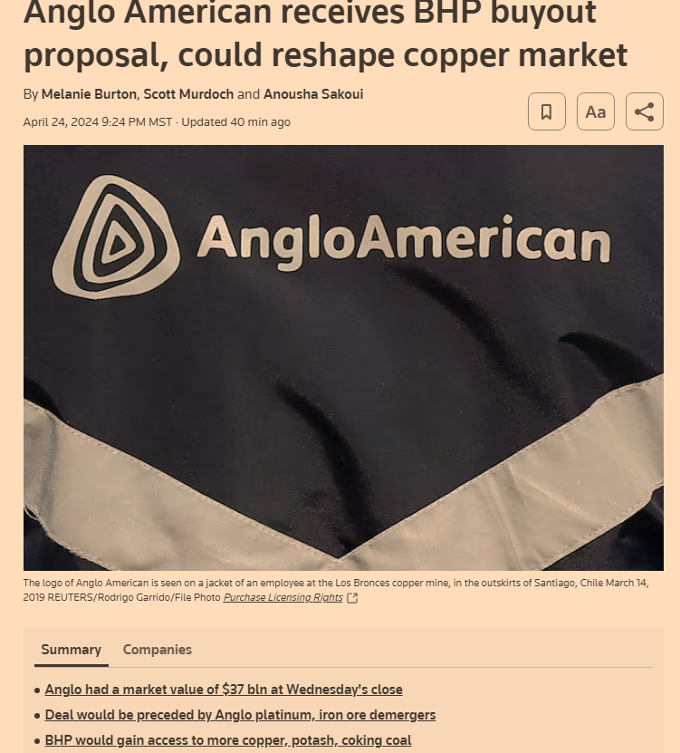 $BHP making an unsolicited offer for #AngloAmerican paying 37% premium. Love seeing my holdings consolidate.
#COM #Inflation #OOTT #energyinvestments