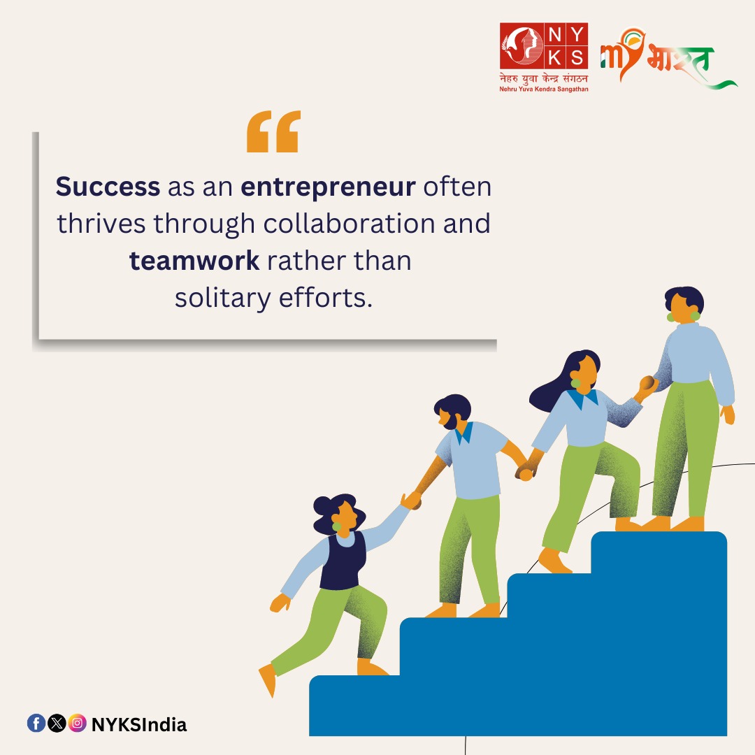 Quote of the Day! In the entrepreneurial journey, success often blossoms through collaboration and teamwork, not just individual endeavours. Together, we can achieve greater heights! 💼🚀 #quotesoftheday #Motivationalquote #Teamwork #EntrepreneurialSpirit #NYKS