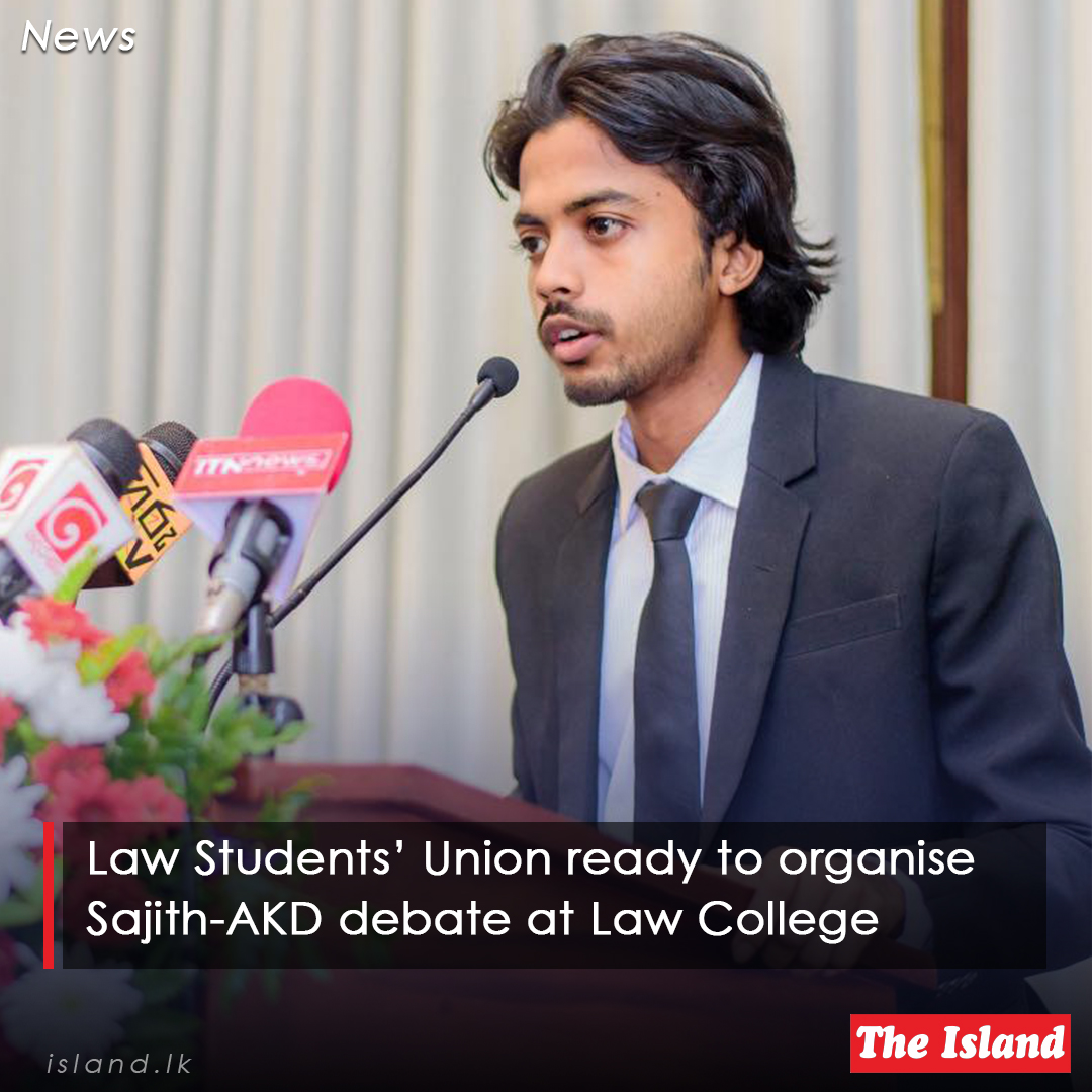 tinyurl.com/s4feydtn

Law Students’ Union ready to organise Sajith-AKD debate at Law College

#TheIsland #TheIslandnewspaper #LawStudentsUnionofSriLanka #SajithPremadasa #AnuraKumaraDissanayake #SriLankaLawCollege #NavodRathnasekara